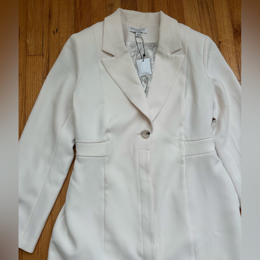 Current Air Los Angeles Ivory Cream Blazer Dress with Paisley Inside Detail Sz L - Picture 4 of 6